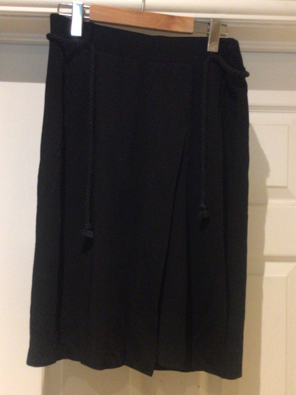 Black Faux Wrap Skirt Effortless Scandinavian Chic Size M